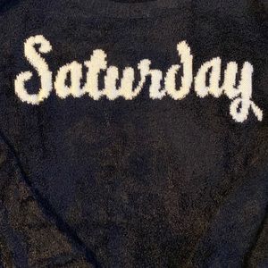 Express black fuzzy Saturday sweatshirt